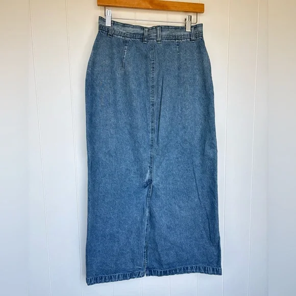 Vintage Long Denim Maxi Midi Button-Front Skirt 100% cotton Women’s 14” waist - Picture 5 of 10